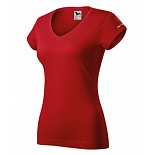 DÁMSKÉ tričko výstřih do "V" Malfini FIT V-NECK (VÝŠIVKA LEVÝ RUKÁV, 7 cm BÍLÝ s barev. dom.)