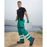 další vyobrazení Reflexní montérkové pracovní pasové kalhoty COOL TREND, zeleno/černé